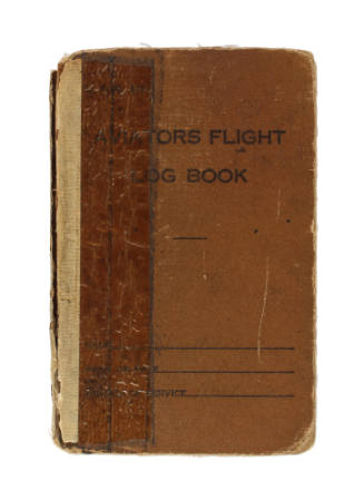 Orange hardcover Aviators Flight Log Book with tape on spine
