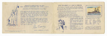 Interior page of Ships of the Navy Stamp Album with Introduction and page with a stamp