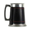 Pewter mug with black band around body of stein