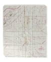 Silk navigational chart with cartographic markings, green colored land masses and purple curren…