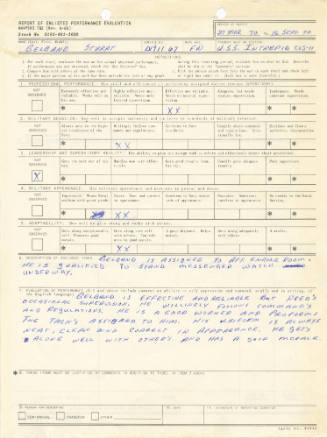 Printed Report of Enlisted Performance Evaluation for Stuart Gelband dated March 27, 1970 to Se…