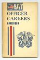 Handbook titled "Navy Officer Careers Handbook" with red, white and blue stripes and a naval of…