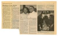 Newspaper clipping titled "Breaking a Color Barrier" with photos of Harriet Ida Pickens and Fra…