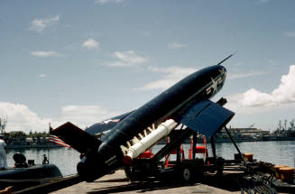 Color photograph of a Regulus I missile at Pearl Harbor