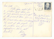 Handwritten postcard to Miss Beth Gordon from Marc dated July 17, 1971