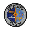 Round fabric patch with USS Intrepid insignia seal