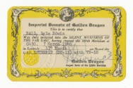 Printed membership card for the Domain of the Golden Dragon for Lyle Edwin Ball dated March 7, …