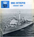 Booklet titled "HMS Intrepid" with a black and white photograph of a ship at sea