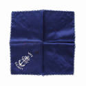 Unfolded square blue silk handkerchief with image of anchor in lower left corner