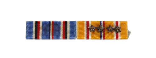 Ribbon bar with two ribbons, American Campaign and Asiatic-Pacific Campaign with four bronze st…
