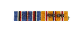 Ribbon bar with two ribbons, American Campaign and Asiatic-Pacific Campaign with four bronze st…