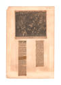 Scrapbook page with three newspaper clippings depicting the November 25, 1944 kamikaze attack o…