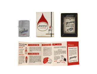 Silver Zippo lighter with manufactuerer's box and pamphlet instructions